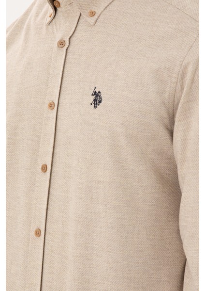 Erkek Kum Gömlek Desenli 50296598-VR085