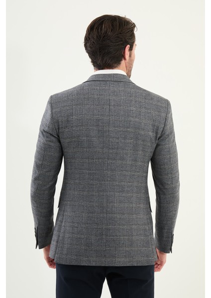 Ekoseli Slim Fit Mono Yaka Erkek Ceket fırsatları