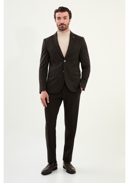Düz Slim Fit Mono Yaka Klasik Yün Erkek Takım Elbise modelleri