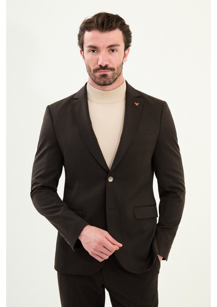 Düz Slim Fit Mono Yaka Klasik Yün Erkek Takım Elbise fırsatları