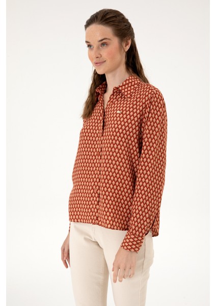 Kadın Somon Gömlek Desenli 50317243-VR047 modelleri