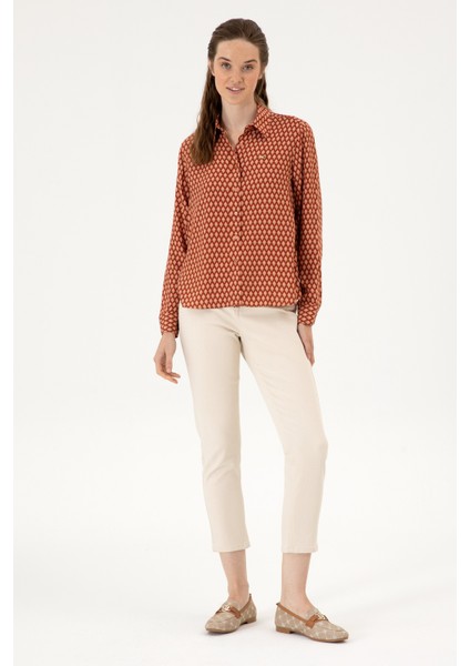 Kadın Somon Gömlek Desenli 50317243-VR047 fırsatları