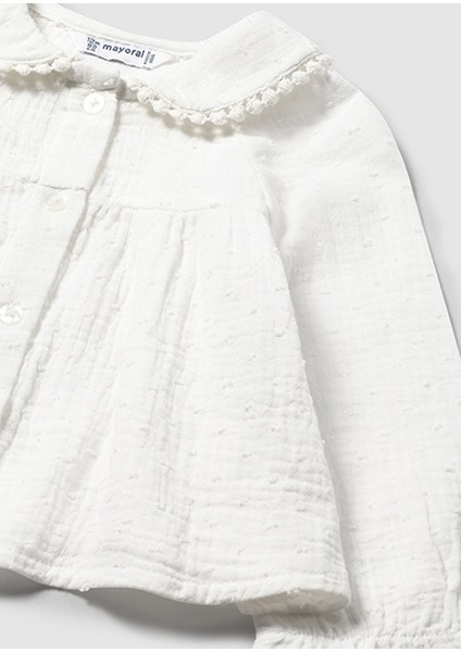 Krem Fırfırlı Yaka Kız Bebek Bluz 2114 modelleri