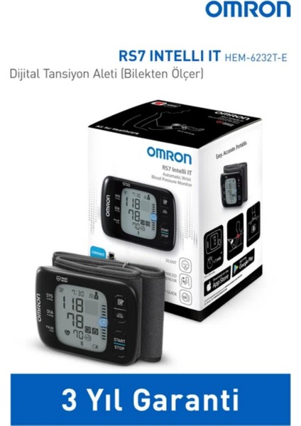 3 Yıl Garantili ve Klinik Olarak Kanıtlanmışt, Bilekten Dijital Rs7 Intelli It HEM-6232T-E Tansiyon Aleti fırsatları