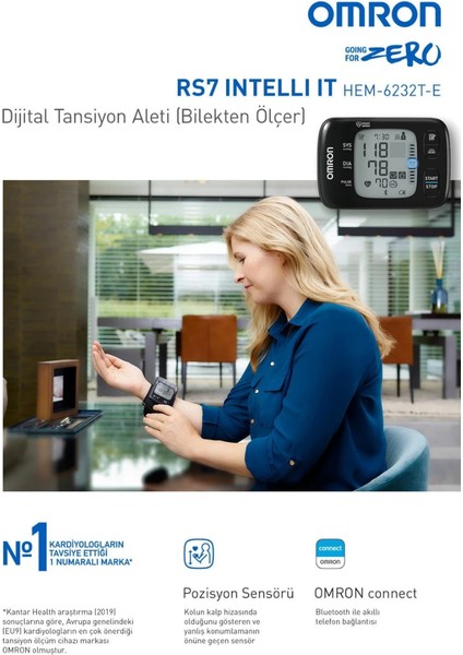 3 Yıl Garantili ve Klinik Olarak Kanıtlanmışt, Bilekten Dijital Rs7 Intelli It HEM-6232T-E Tansiyon Aleti indirimleri