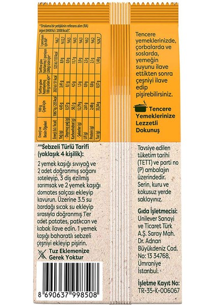 Sebzeli Çeşni 65G X5 Adet