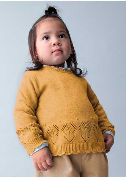 Sarı Kız Bebek Ajurlu Kazak 2353