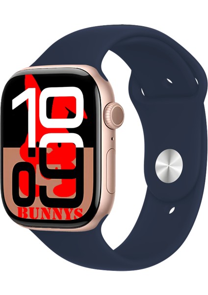 Apple iPhone 15 Pro Max Uyumlu Lacivert Akıllı Saat WATCH10 2025 Hediyeli Amoled Ekran