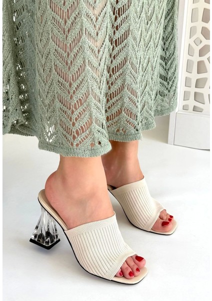 Evra Ten Triko Topuklu Kadın Terlik