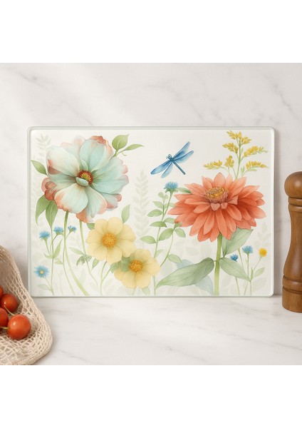 Temperli Cam Kesme Tahtası Sunum Tahtası Cam Doğrama Tahtası Antibakteriyel Oval Kenarlı