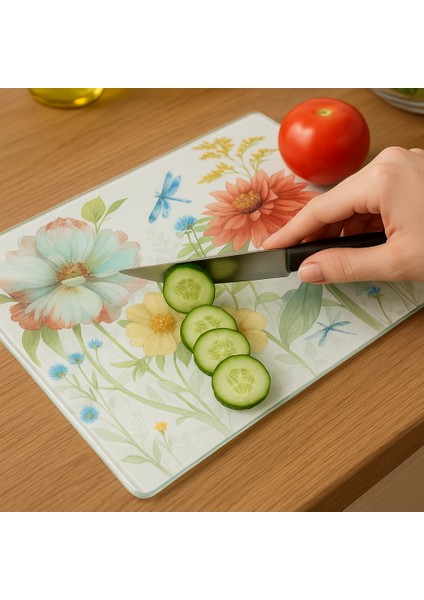 Temperli Cam Kesme Tahtası Sunum Tahtası Cam Doğrama Tahtası Antibakteriyel Oval Kenarlı fiyatları