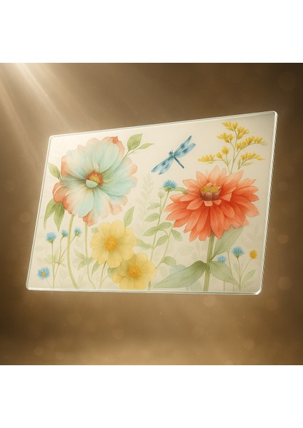 Temperli Cam Kesme Tahtası Sunum Tahtası Cam Doğrama Tahtası Antibakteriyel Oval Kenarlı