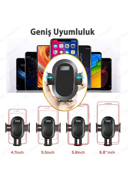 360 Derece Ayarlanabilir Vantuzlu Araç Içi Telefon Tutucu
