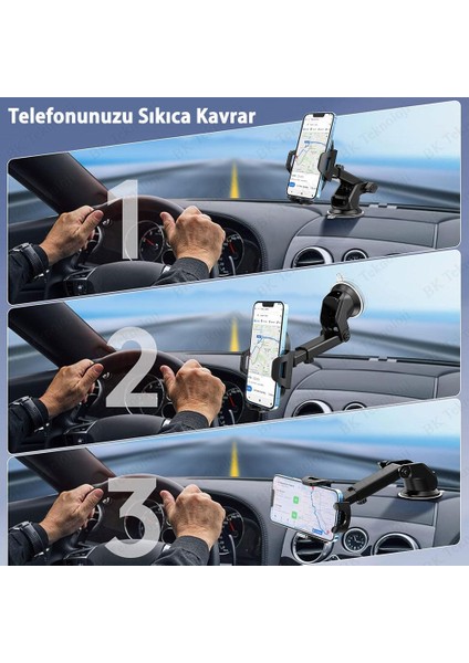360 Derece Ayarlanabilir Vantuzlu Araç Içi Telefon Tutucu