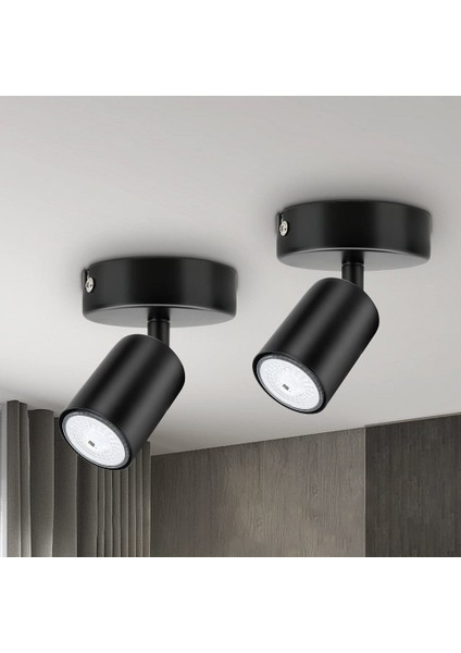 Modern3 Siyah 2li Set Mutfak,salon,giyinme Odası Için gün Işiğı Metal Spot(Ampul Dahil)