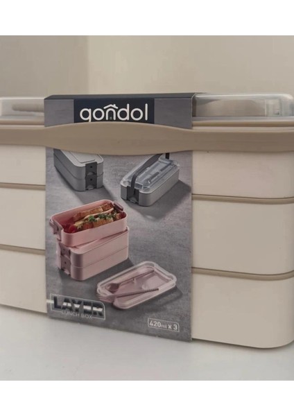 Layer Lunch Box Kilitli Kat Kat Beslenme Kutusu Çatal Kaşıklı Taşınabilir