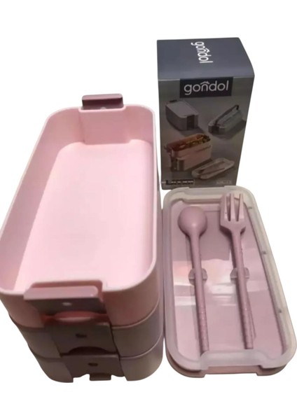 Layer Lunch Box Kilitli Kat Kat Beslenme Kutusu Çatal Kaşıklı Taşınabilir modelleri