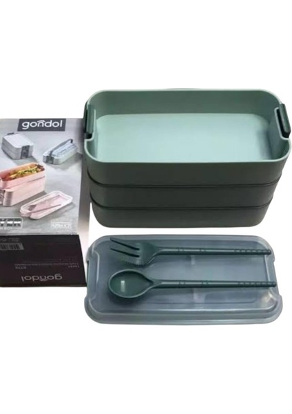 Layer Lunch Box Kilitli Kat Kat Beslenme Kutusu Çatal Kaşıklı Taşınabilir fırsatları