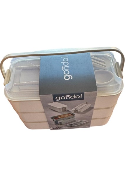 Layer Lunch Box Kilitli Kat Kat Beslenme Kutusu Çatal Kaşıklı Taşınabilir