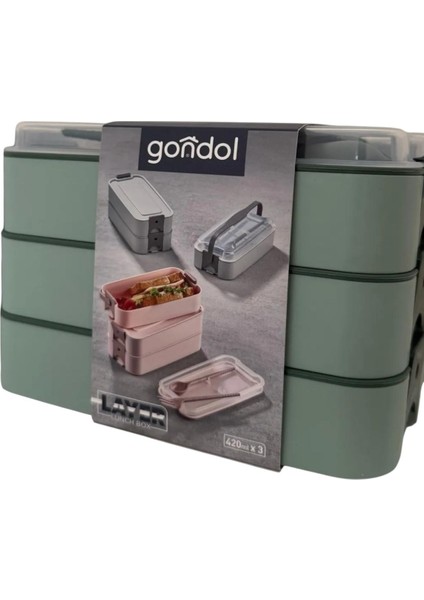 Layer Lunch Box Kilitli Kat Kat Beslenme Kutusu Çatal Kaşıklı Taşınabilir