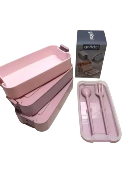 Layer Lunch Box Kilitli Kat Kat Beslenme Kutusu Çatal Kaşıklı Taşınabilir modelleri