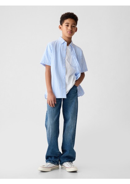 Erkek Çocuk Mavi Desenli Gömlek modelleri