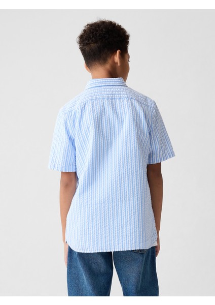 Erkek Çocuk Mavi Desenli Gömlek fırsatları