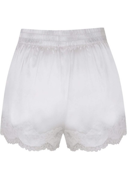 Amelea Ivory Şort , Lüks Streç Ipek Saten, Geleneksel Leavers Dantel ve Konforlu Elastik Bel fiyatları