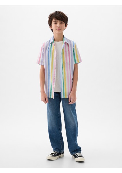 Erkek Çocuk Çok Renkli Keten Karışımlı Gömlek modelleri