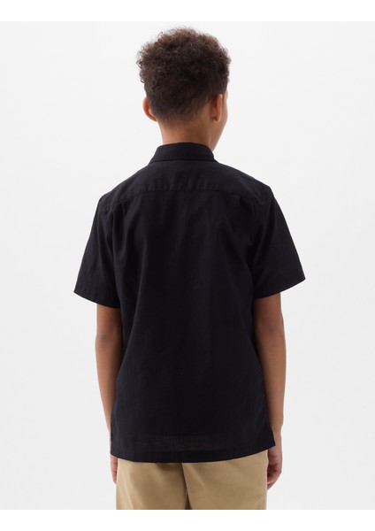Erkek Çocuk True Black Keten Karışımlı Gömlek fırsatları