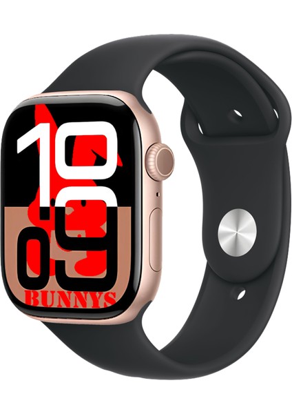 Poco F3 Uyumlu Siyah Akıllı Saat WATCH10 2025 Hediyeli Amoled Ekran