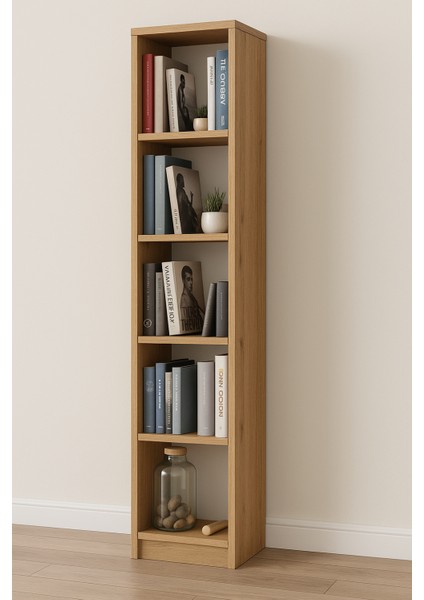 5 Raflı Kitaplık – %100 Mdf – Modern Dekoratif Raf Ünitesi – Çok Amaçlı Kitap, Dosya ve Dekor Düzenleyici – Ev ve Ofis Kullanımına Uygun