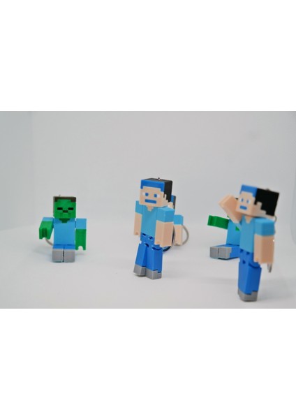 Minecraft Steve & Zombi Figür Anahtarlık - Hareketli Eklemler, Çok Renkli Tasarım modelleri