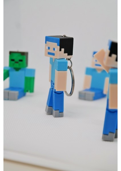 Minecraft Steve & Zombi Figür Anahtarlık - Hareketli Eklemler, Çok Renkli Tasarım fırsatları