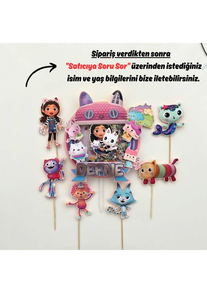 Gabby Karakterleri Temalı Kız Çocuk Doğum Günü Isme Özel 3D Pasta Cupcake Süsü Seti Cake Topper fırsatları