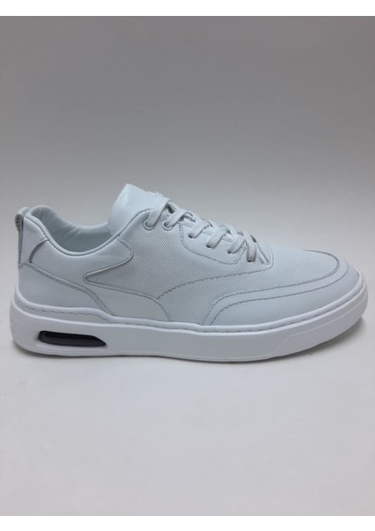 Hakiki Deri Bağcıklı Beyaz Renk Casual Model Beyaz Tabanlı Erkek Ayakkabı C-95122971HDYT