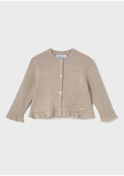 Bej Kız Bebek Fırfırlı Örgü Hırka 2358