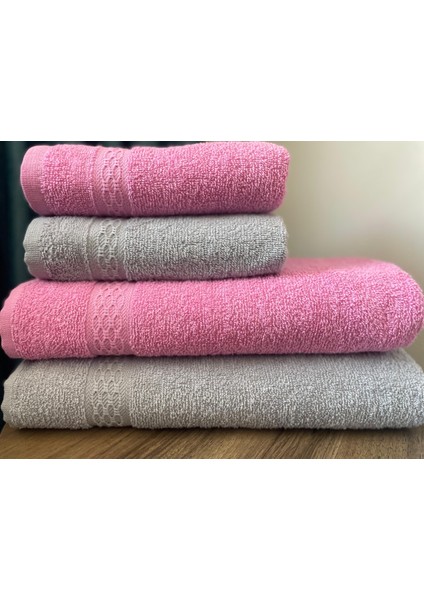 4 Lü Banyo Havlu Seti Pamuklu / Hamam Seti / Battal Boy Havlu Seti