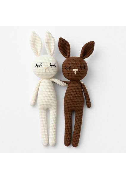 El Örgüsü Tavşan Amigurumi Uyku Oyuncağı, %100 Pamuk Iplik, Tatlı ve Yumuşak Tasarım