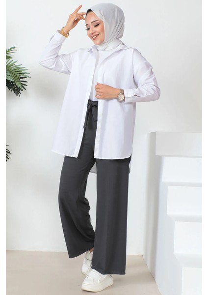 Füme Yüksek Bel Bol Paça Pantolon