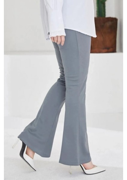 Kadın Siyah Likralı Ispanyol Paça Pantolon modelleri