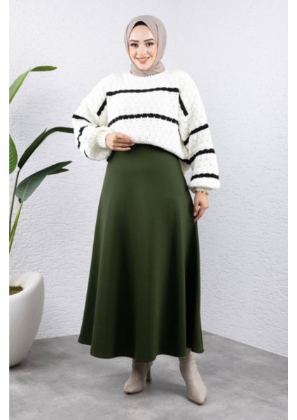 Scuba Krep Tesettür Kloş Etek