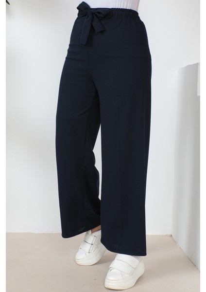 Lacivert Yüksek Bel Bol Paça Pantolon fırsatları