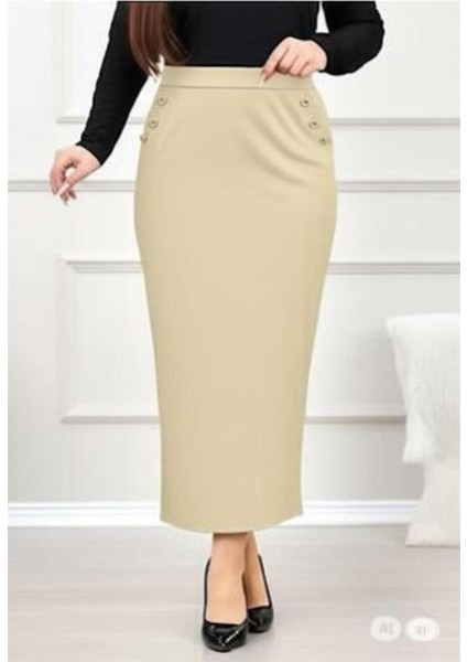 Cepli (Dügme Detaylı 93-94CM) Kalem Etek