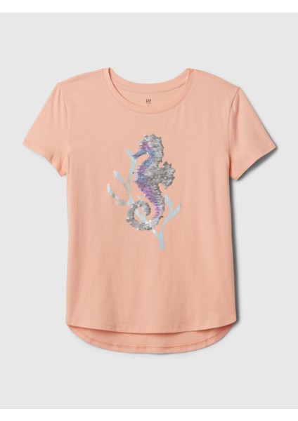 Kız Çocuk Turuncu Flippy Grafikli T-Shirt modelleri