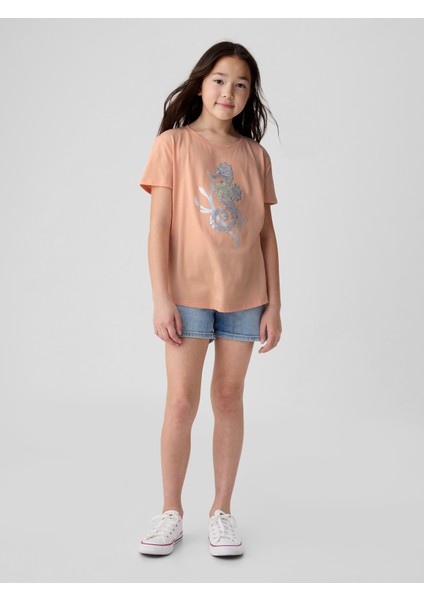 Kız Çocuk Turuncu Flippy Grafikli T-Shirt fırsatları