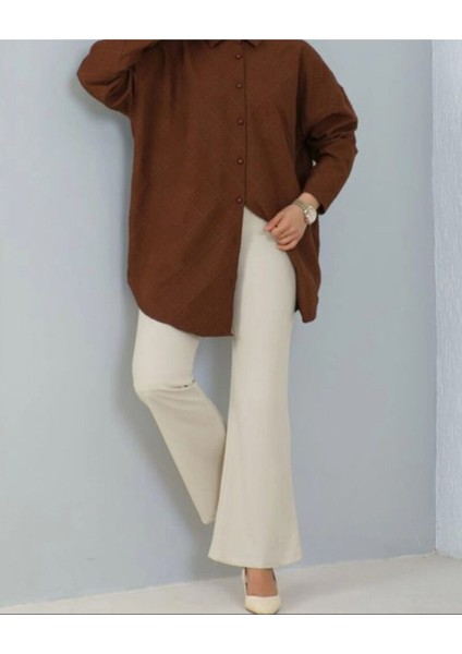 Kadın Siyah Likralı Ispanyol Paça Pantolon