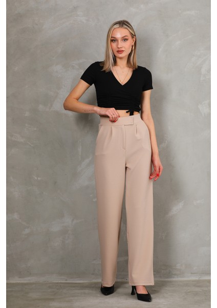 Kadın Kemer Çırtçırtlı Palazoo Pantalon
