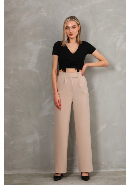 Kadın Kemer Çırtçırtlı Palazoo Pantalon modelleri