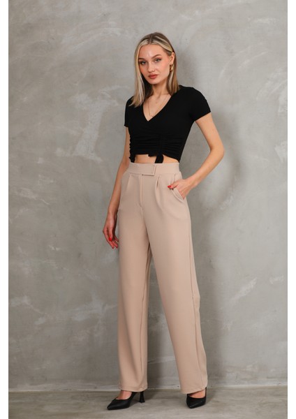 Kadın Kemer Çırtçırtlı Palazoo Pantalon fırsatları